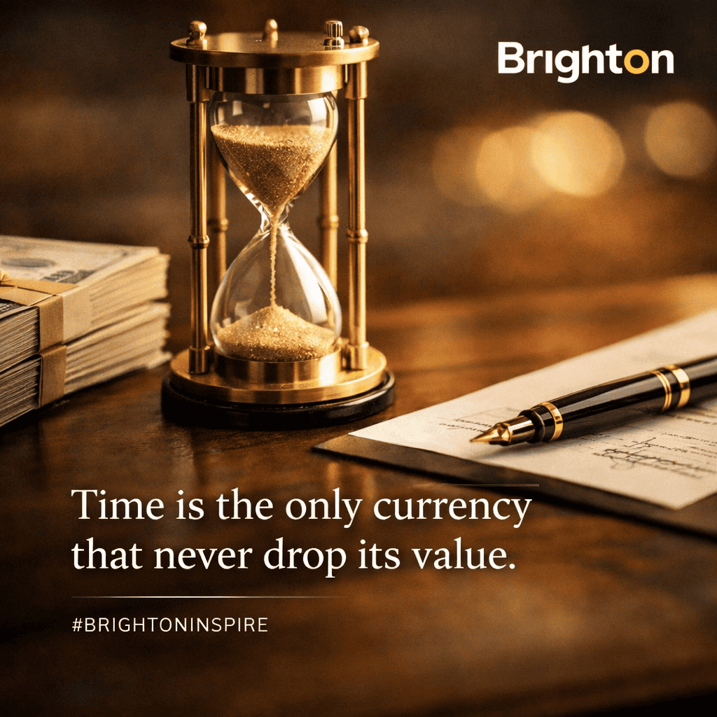 Elegant hourglass on desk with pen and papers, symbolizing time's value.